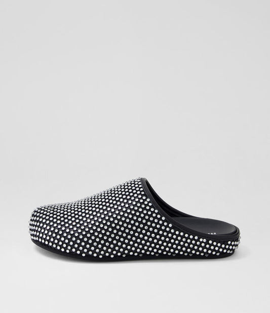 Image of Sandals. Productname: Venela Black Jewel Mesh Leather Mules in BLACK JEWEL colour by brand - MOLLINI