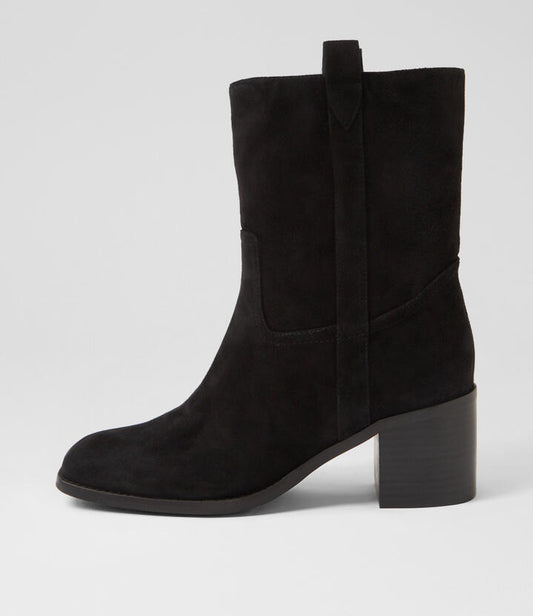 Image of Boots. Productname: Soreen Black Suede Ankle Boots in BLACK colour by brand - MOLLINI