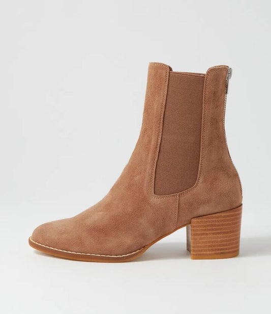 Image of Boots. Productname: Mikali Light Choc Suede Chelsea Boots in LT CHOC colour by brand - MIDAS