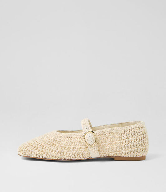 Image of Footwear. Productname: Prado Natural Woven Flat Shoes in NATURAL colour by brand - MOLLINI
