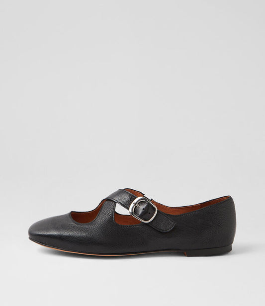 Image of Footwear. Productname: Nowa Black Leather Flat Shoes in BLACK colour by brand - MOLLINI