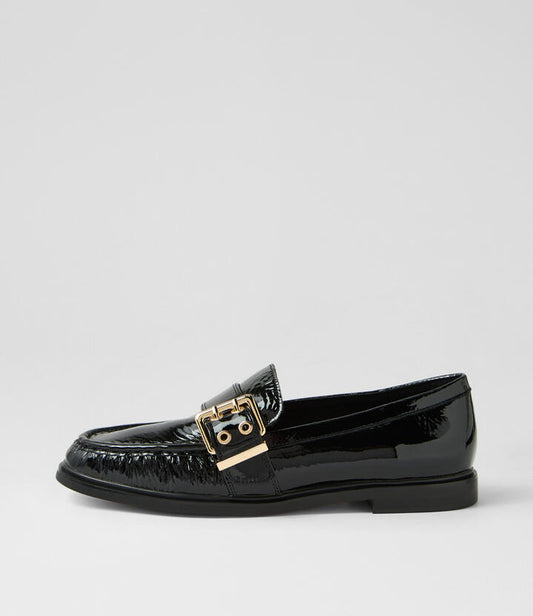 Image of Flats. Productname: Genelle Black Patent Leather Loafers in BLACK colour by brand - MOLLINI
