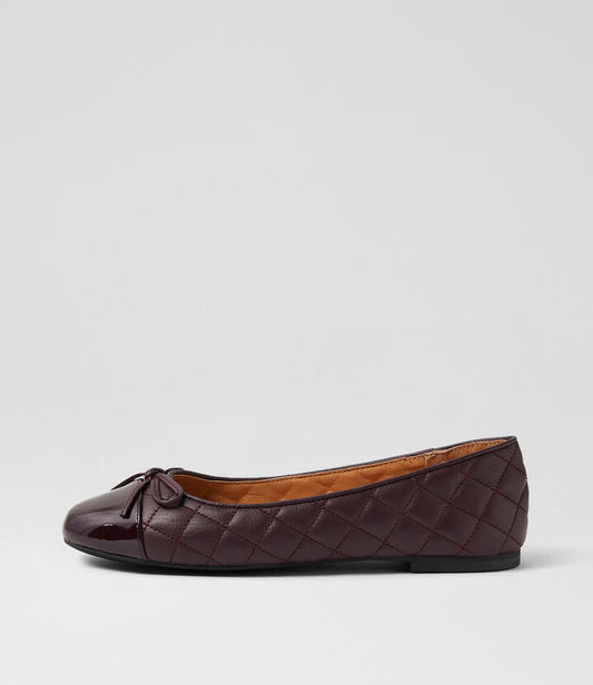 Image of Footwear. Productname: Bellee Deep Burgundy Patent Leather Ballet Flats in DEEP BURGUNDY colour by brand - MIDAS
