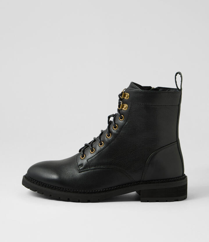 Image of Boots. Productname: Rammony Black Leather Chelsea Boots in BLACK-BLACK SOLE colour by brand - MIDAS