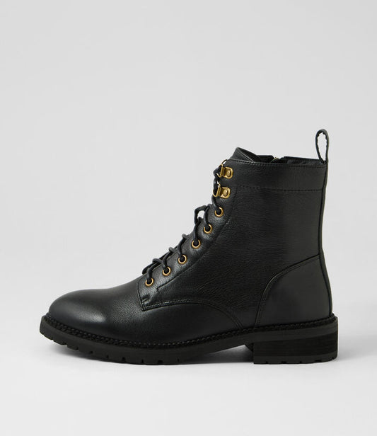 Image of Boots. Productname: Rammony Black Leather Chelsea Boots in BLACK-BLACK SOLE colour by brand - MIDAS