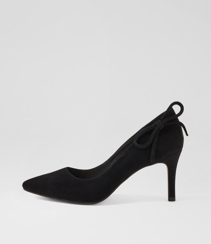 Image of Heels. Productname: Badere Black Suede Pump Heels in Black colour by brand - MIDAS