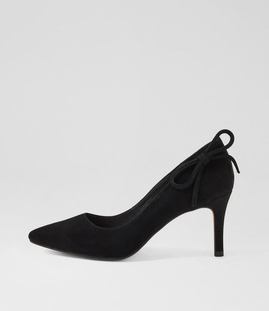 Image of Heels. Productname: Badere Black Suede Pump Heels in Black colour by brand - MIDAS
