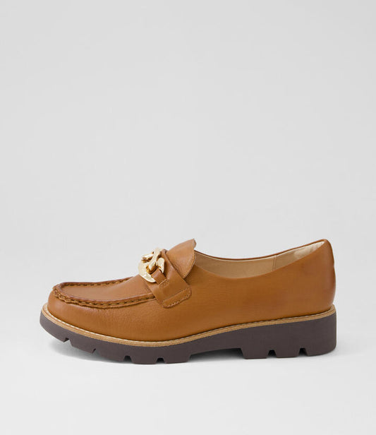 Image of Flats. Productname: Drizza Drambuie Choc Leather Loafers in DRAMBUIE-CHOC SOLE colour by brand - MIDAS