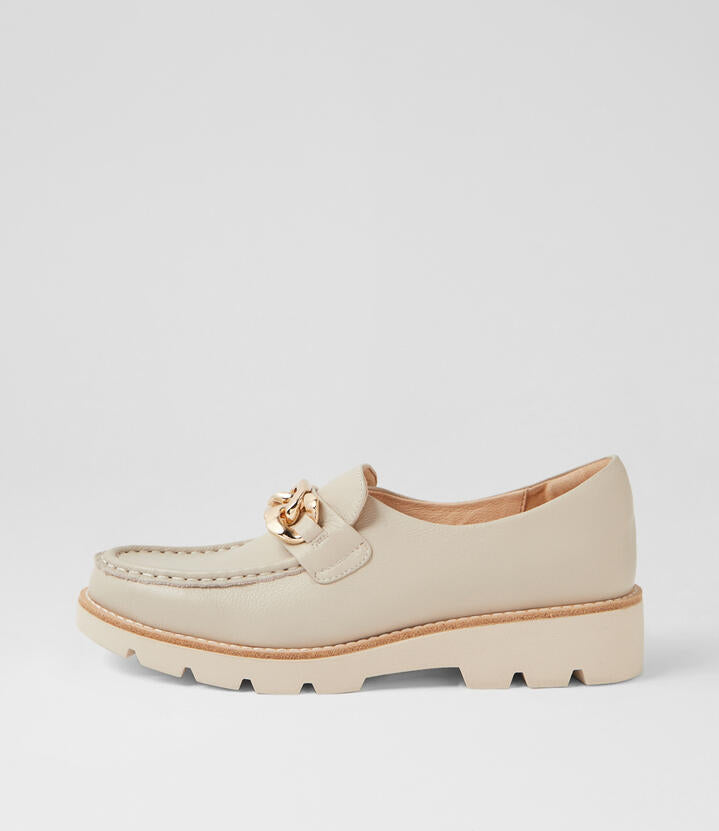 Image of Flats. Productname: Drizza Vanilla Leather Loafers in VANILLA-VANILLA SOLE colour by brand - MIDAS