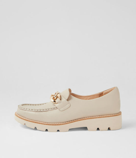 Image of Flats. Productname: Drizza Vanilla Leather Loafers in VANILLA-VANILLA SOLE colour by brand - MIDAS
