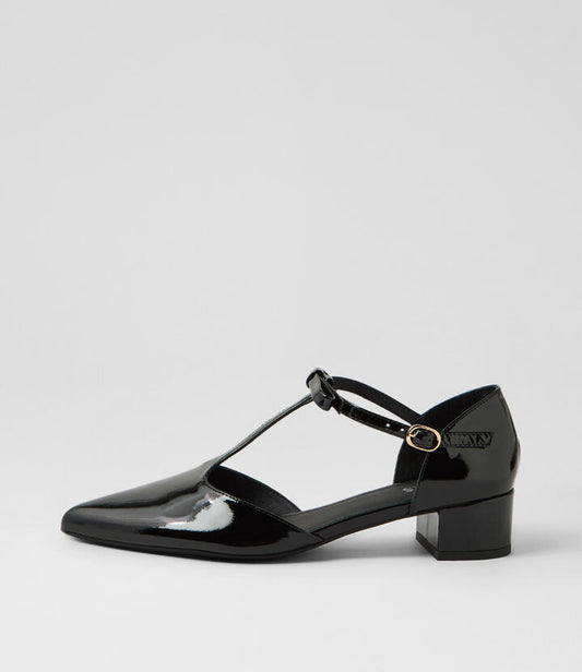 Image of Heels. Productname: Cortisan Black Patent Leather Heels in BLACK colour by brand - MIDAS