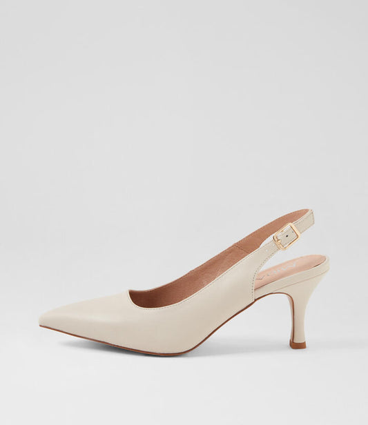 Image of Heels. Productname: Tirama Cream Leather Heels in CREAM colour by brand - MIDAS