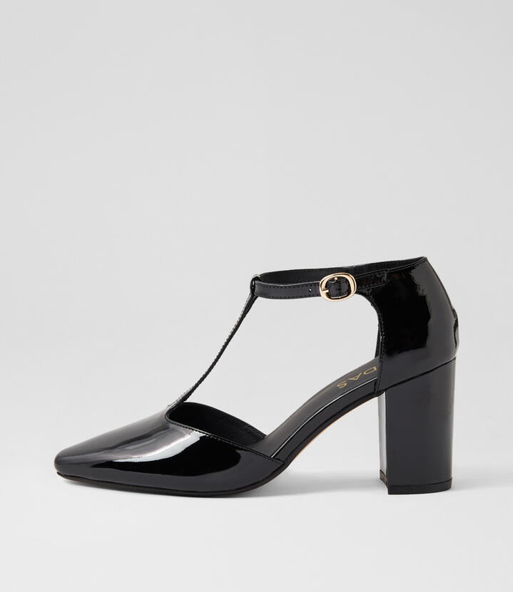 Image of Heels. Productname: Somelia Black Patent Leather Heels in BLACK colour by brand - MIDAS