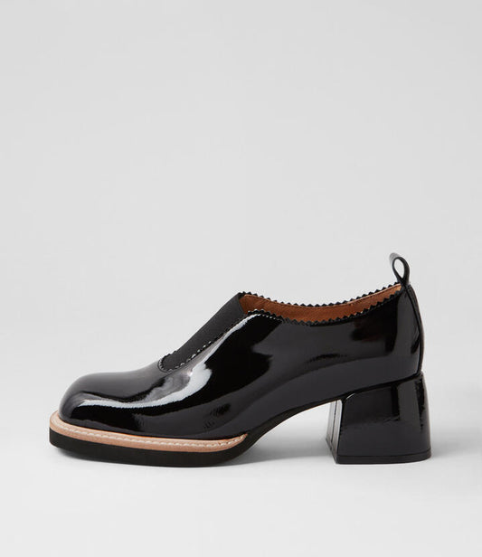 Image of Heels. Productname: Abilita Black Patent Leather Heels in BLACK colour by brand - MIDAS