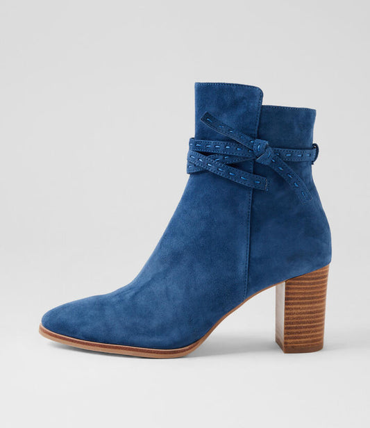 Image of Boots. Productname: Adaru Light Navy Suede Ankle Boots in Lt Navy colour by brand - MIDAS