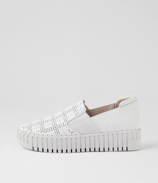 Image of Sneakers. Productname: Broncus White Leather Sneakers in WHITE-WHITE SOLE colour by brand - MIDAS