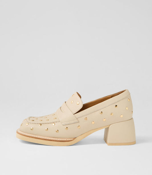 Image of Heels. Productname: Ayamo Nougat Tumble Leather Heels in NOUGAT colour by brand - MIDAS