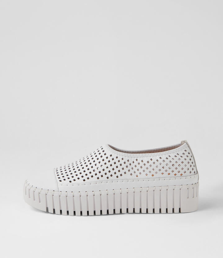 Image of Sneakers. Productname: Breakit White Leather Sneakers in WHITE-WHITE SOLE colour by brand - MIDAS