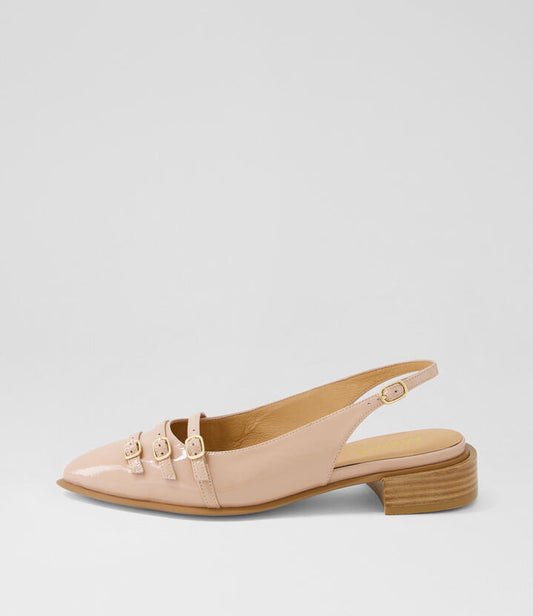 Image of Footwear. Productname: Eshino Cappuccino Patent Leather Flat Shoes in CAPPUCCINO colour by brand - MIDAS