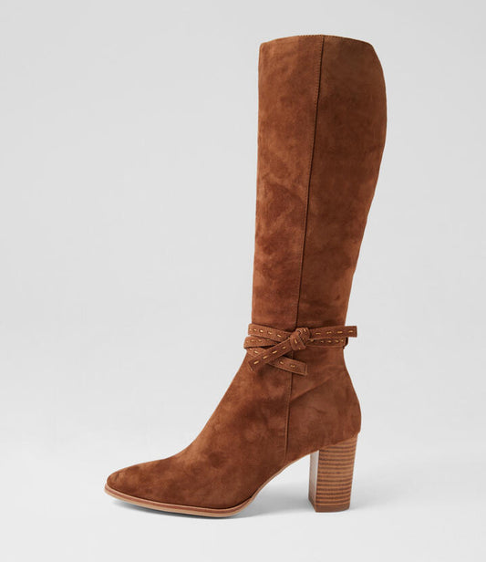 Image of Boots. Productname: Amatis Nutmeg Suede Knee High Boots in Nutmeg colour by brand - MIDAS