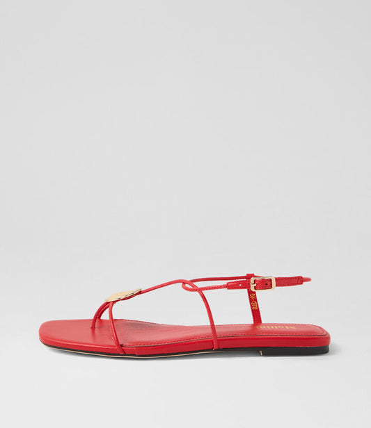 Image of Sandals. Productname: Rad Red Leather Sandals in RED colour by brand - MOLLINI