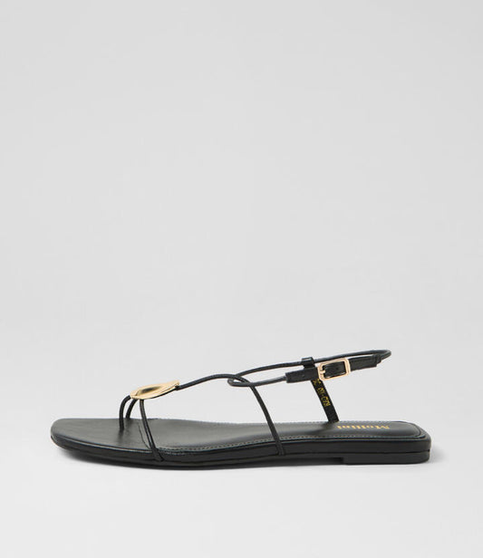 Image of Sandals. Productname: Rad Black Leather Sandals in BLACK colour by brand - MOLLINI