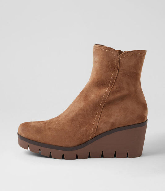 Image of Boots. Productname: Narvi Light Choc Suede Ankle Boots in LT CHOC colour by brand - MIDAS