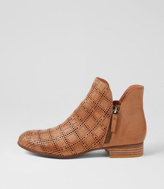 Image of Boots. Productname: Famus Dark Tan Leather Ankle Boots in DK TAN colour by brand - MIDAS