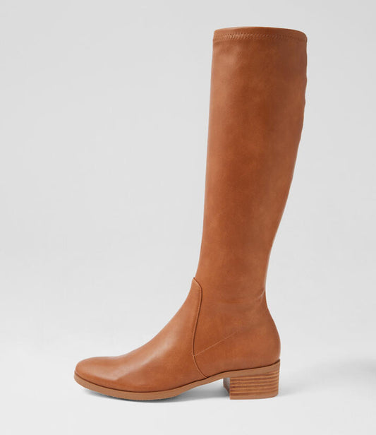 Image of Boots. Productname: Tenley New Tan Stretch Knee High Boots in NEW TAN colour by brand - MIDAS