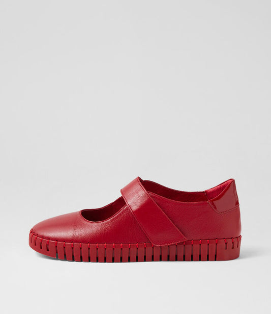 Image of Sneakers. Productname: Harmonees Dark Red Leather Patent Sneakers in DK RED-DK RED colour by brand - MIDAS