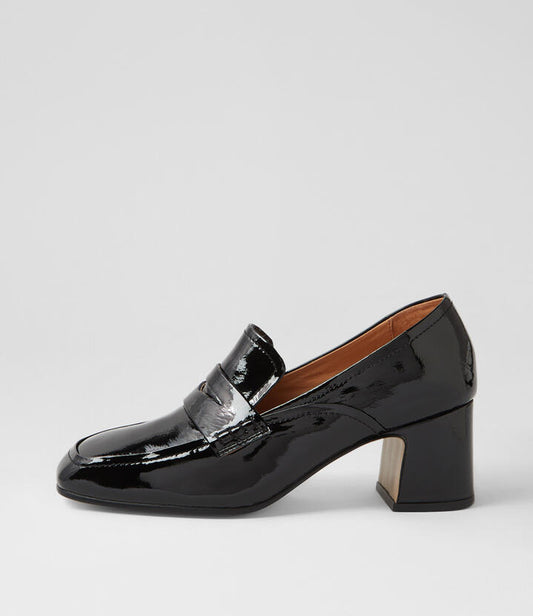 Image of Heels. Productname: Kendon Black Patent Leather Heels in BLACK colour by brand - MIDAS