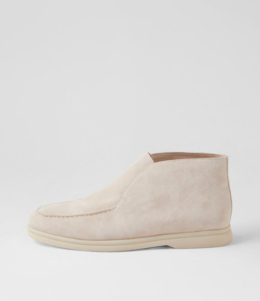 Image of Boots. Productname: Lunnys Beige Suede Ankle Boots in BEIGE colour by brand - MIDAS