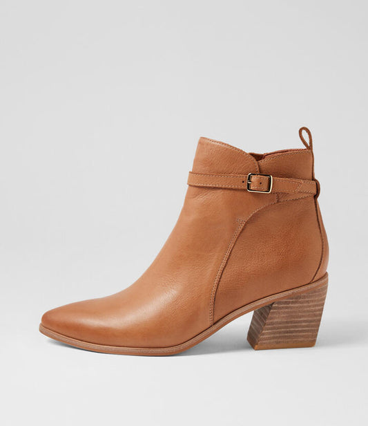Image of Boots. Productname: Jopet Dark Tan Leather Ankle Boots in DK TAN colour by brand - MIDAS