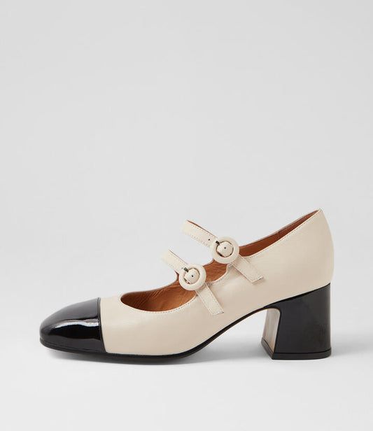 Image of Flats. Productname: Kutesy Black Milk Patent Leather Mary Jane Heels in BLACK-MILK colour by brand - MIDAS