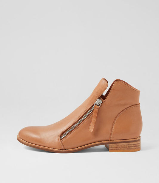 Image of Boots. Productname: Nycer Dark Tan Leather Ankle Boots in DK TAN colour by brand - MIDAS