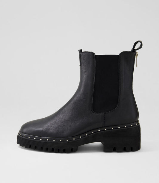 Image of Boots. Productname: Overem Black Leather Chelsea Boots in BLACK colour by brand - MIDAS