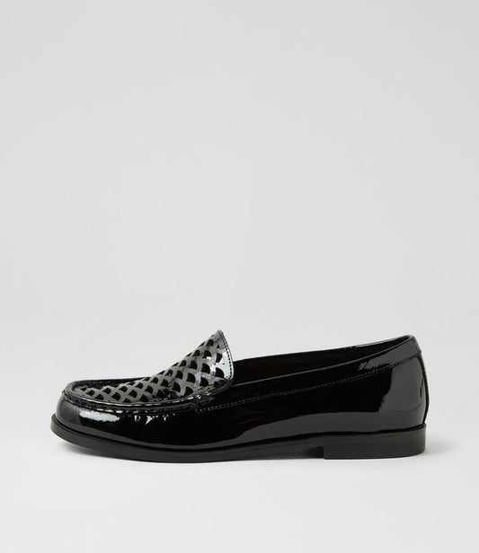 Image of Footwear. Productname: Qulio Black Patent Leather Flat Shoes in BLACK-BLACK HEEL colour by brand - MIDAS