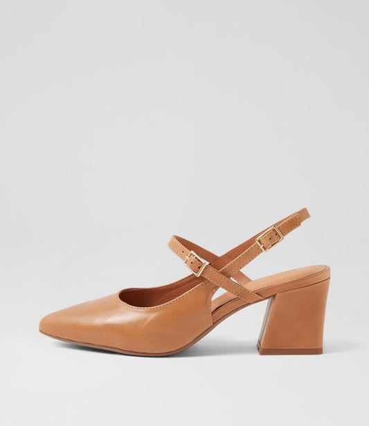 Image of Heels. Productname: Mitkat Tan Leather Heels in TAN colour by brand - MIDAS