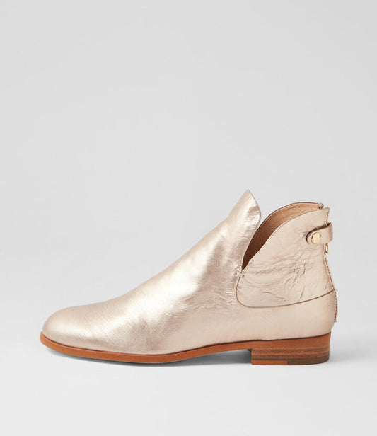 Image of Boots. Productname: Queenof Champagne Crush Leather Ankle Boots in CHAMPAGNE CRUSH colour by brand - MIDAS