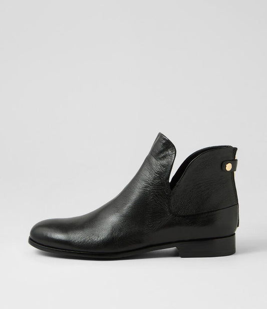 Image of Boots. Productname: Queenof Black Leather Ankle Boots in BLACK-BLACK HEEL colour by brand - MIDAS