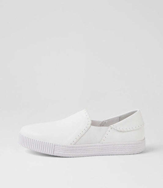 Image of Sneakers. Productname: Teatime White Leather Sneakers in WHITE-WHITE SOLE colour by brand - MIDAS