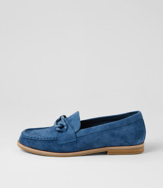 Image of Flats. Productname: Qeeto Light Navy Suede Loafers in LT NAVY colour by brand - MIDAS