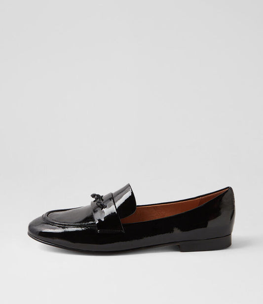 Image of Flats. Productname: Ulacka Black Patent Leather Loafers in BLACK colour by brand - MIDAS