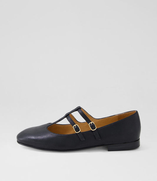 Image of Footwear. Productname: Ulittle Black Leather Flat Shoes in BLACK colour by brand - MIDAS