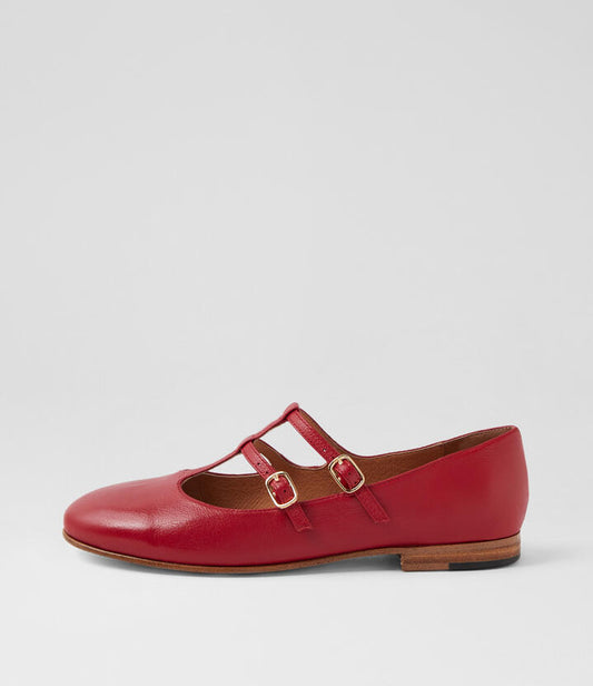 Image of Footwear. Productname: Ulittle Dark Red Leather Flat Shoes in DK RED colour by brand - MIDAS