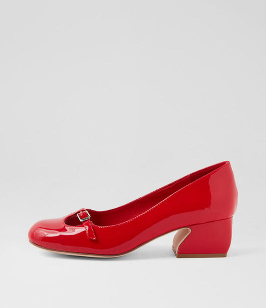 Image of Heels. Productname: Reckit Red Patent Leather Pump Heels in RED colour by brand - MIDAS