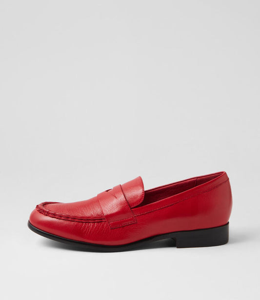 Image of Flats. Productname: Quacka Dark Red Leather Loafers in DK RED colour by brand - MIDAS