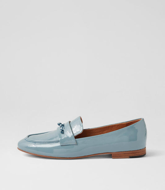 Image of Flats. Productname: Ulacka Denim Patent Leather Loafers in DENIM colour by brand - MIDAS