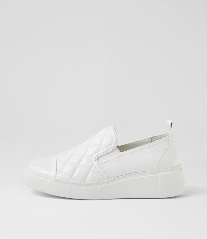 Image of Sneakers. Productname: Yoppit White Patent Leather Sneakers in WHITE-WHITE colour by brand - MIDAS