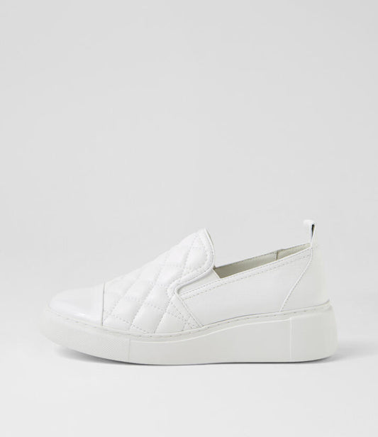 Image of Sneakers. Productname: Yoppit White Patent Leather Sneakers in WHITE-WHITE colour by brand - MIDAS